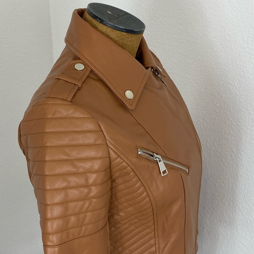 Azalea Wang Faux Leather Biker Jacket L Crop Quilted Detail Nordstrom Rack NWT - Picture 5 of 12